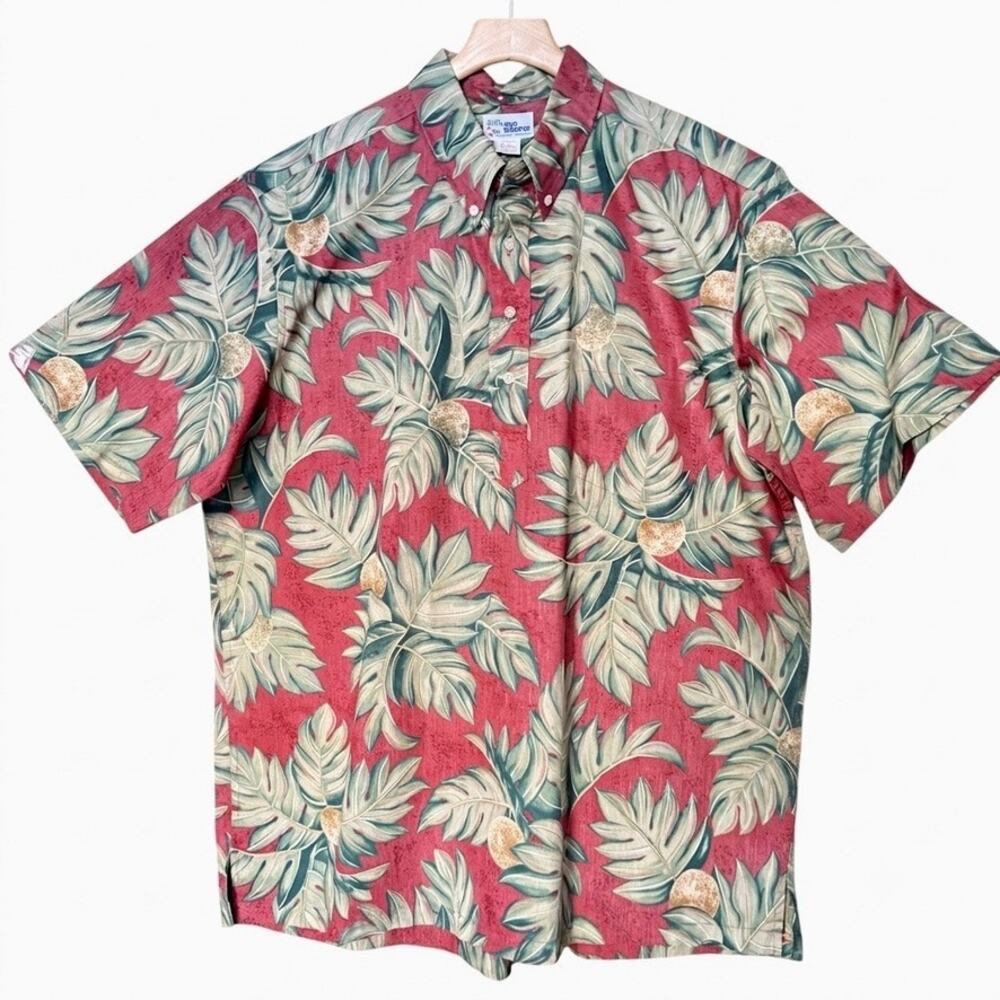 Reyn Spooner Old School Reyns Popover Aloha Shirt Size XXL Vintage Red 2XL